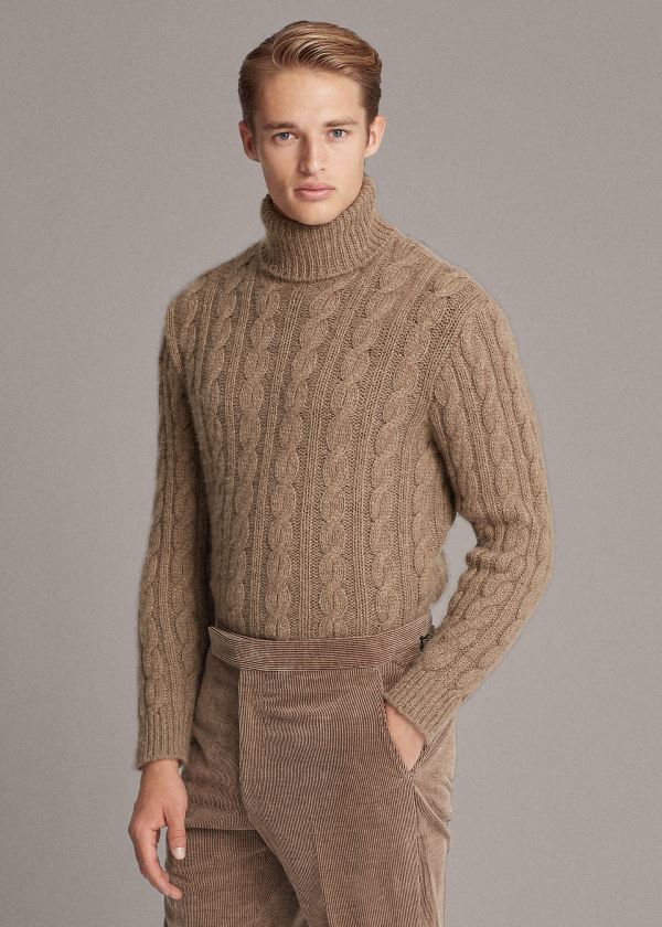 Ralph Lauren Cable-Knit Cashmere Striktrøje Herre Danmark (ZJOEA0891)